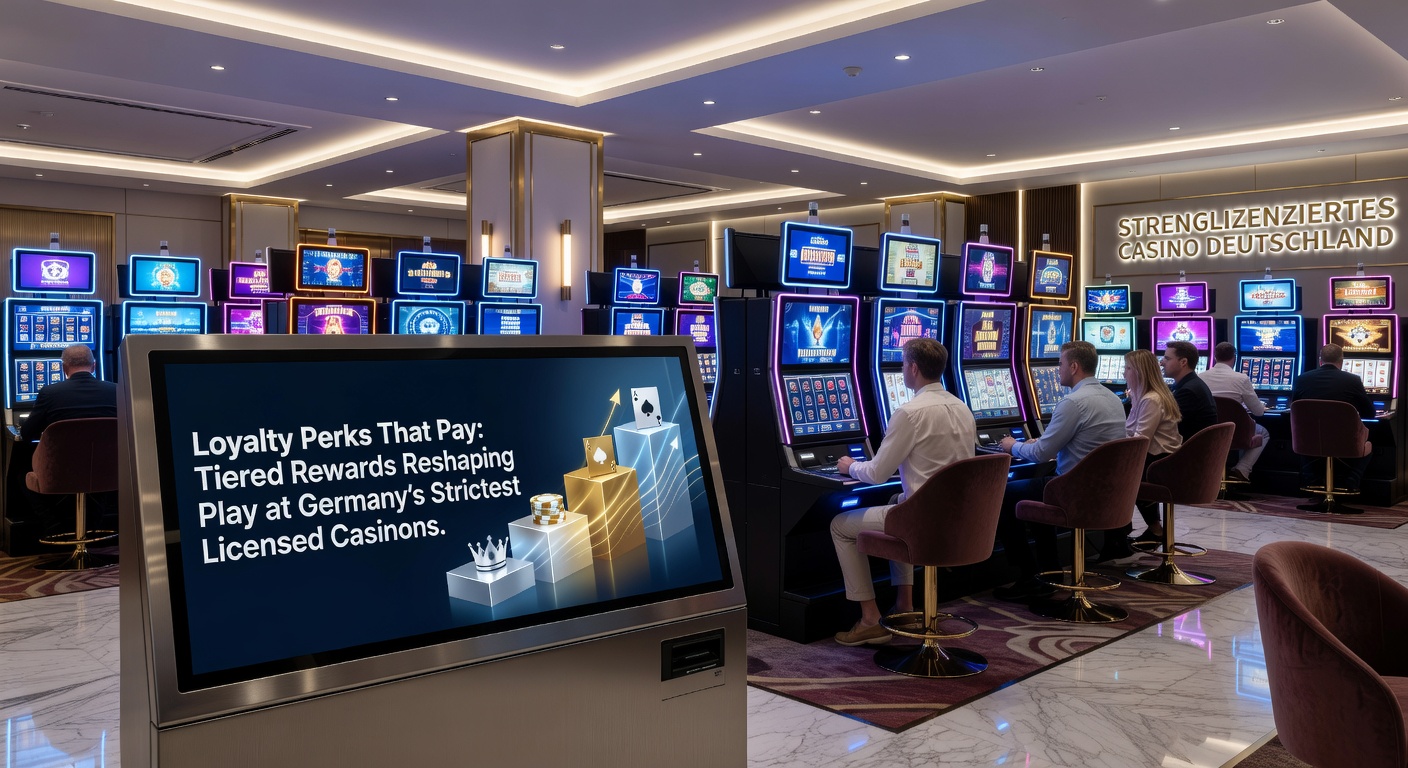 Darstellung eines stufenbasierten Loyalitätsprogramms in einem lizenzierten deutschen Online-Casino mit aufsteigenden Belohnungsstufen und glücklichen Spielern