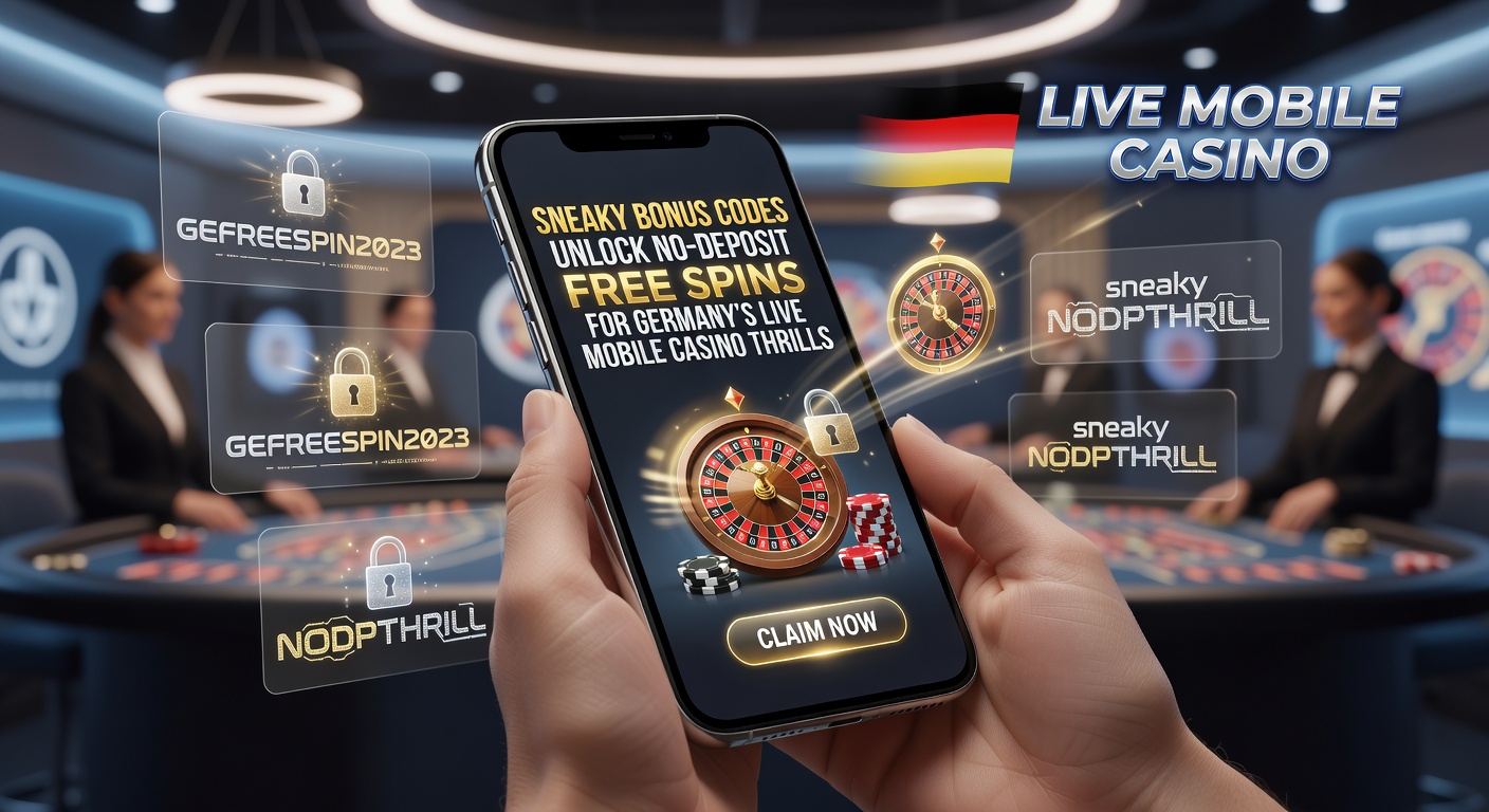 Smartphone mit Live-Casino-App und leuchtenden Free-Spins-Bannern, das die Welt mobiler Glücksspiele in Deutschland einfängt